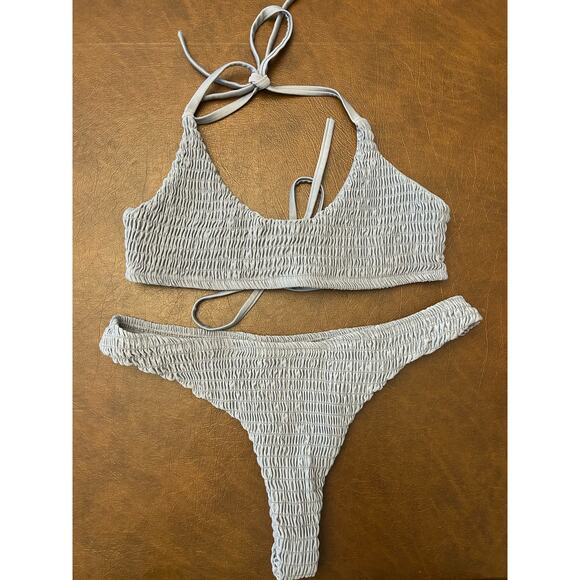 Zaful Gray 2 Piece Ribbed Bikini Women's Medium - Picture 1 of 5